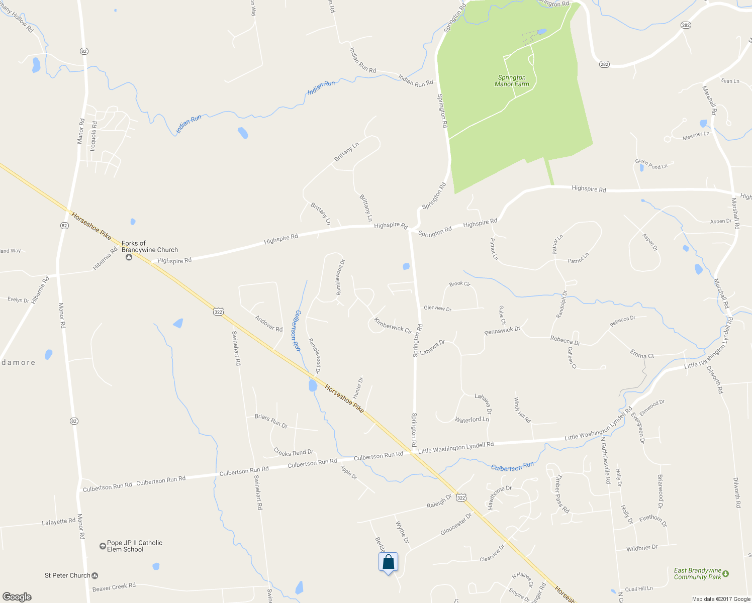 map of restaurants, bars, coffee shops, grocery stores, and more near 155 Kimberwick Circle in Glenmoore