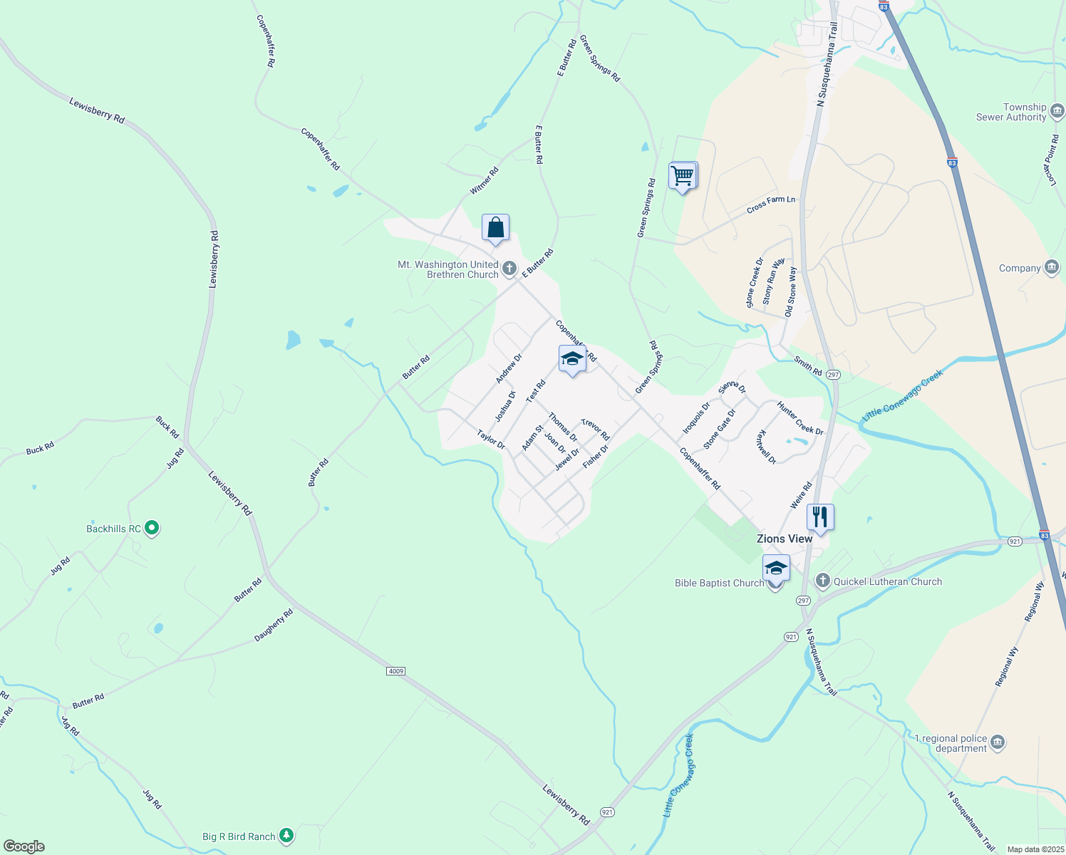 map of restaurants, bars, coffee shops, grocery stores, and more near 45 Adam Street in York