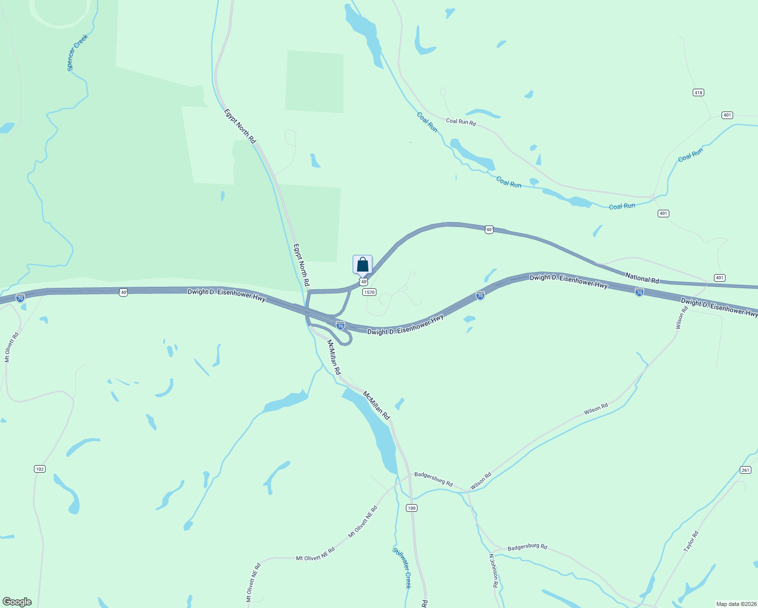 map of restaurants, bars, coffee shops, grocery stores, and more near Township Highway 1570 in Bethesda
