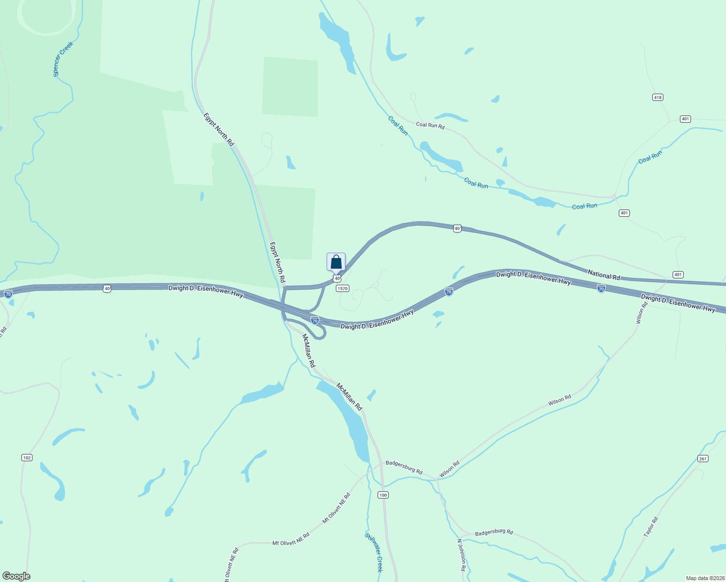 map of restaurants, bars, coffee shops, grocery stores, and more near Township Highway 1570 in Belmont County