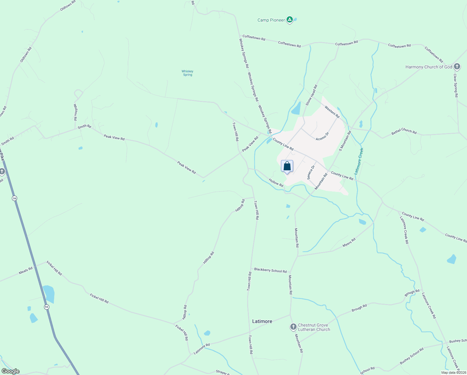 map of restaurants, bars, coffee shops, grocery stores, and more near 1700 Town Hill Road in York Springs