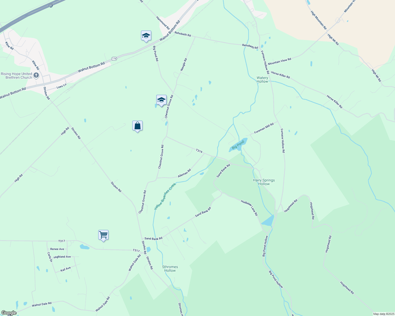 map of restaurants, bars, coffee shops, grocery stores, and more near 7 Alleman Rd in Shippensburg