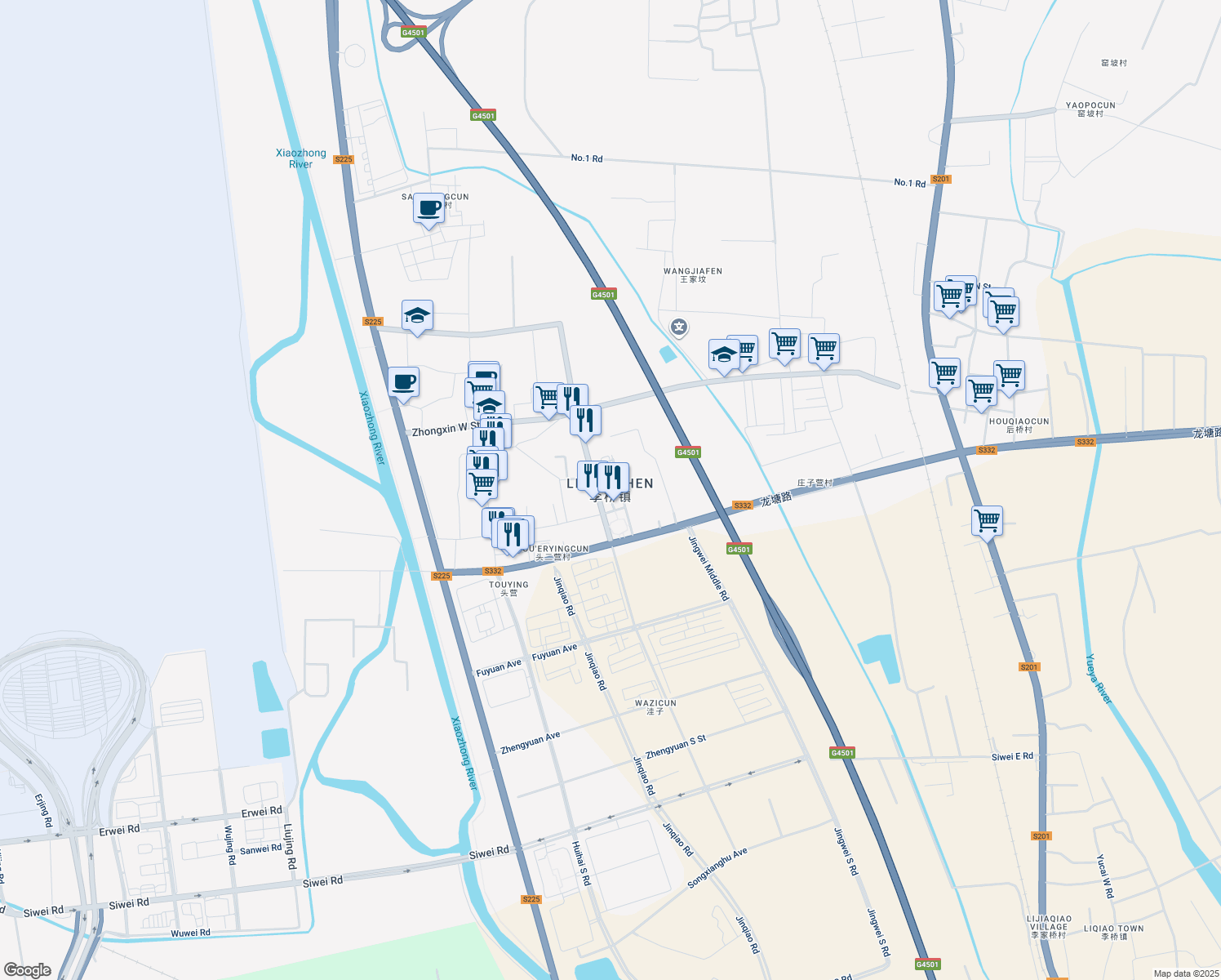 map of restaurants, bars, coffee shops, grocery stores, and more near in 