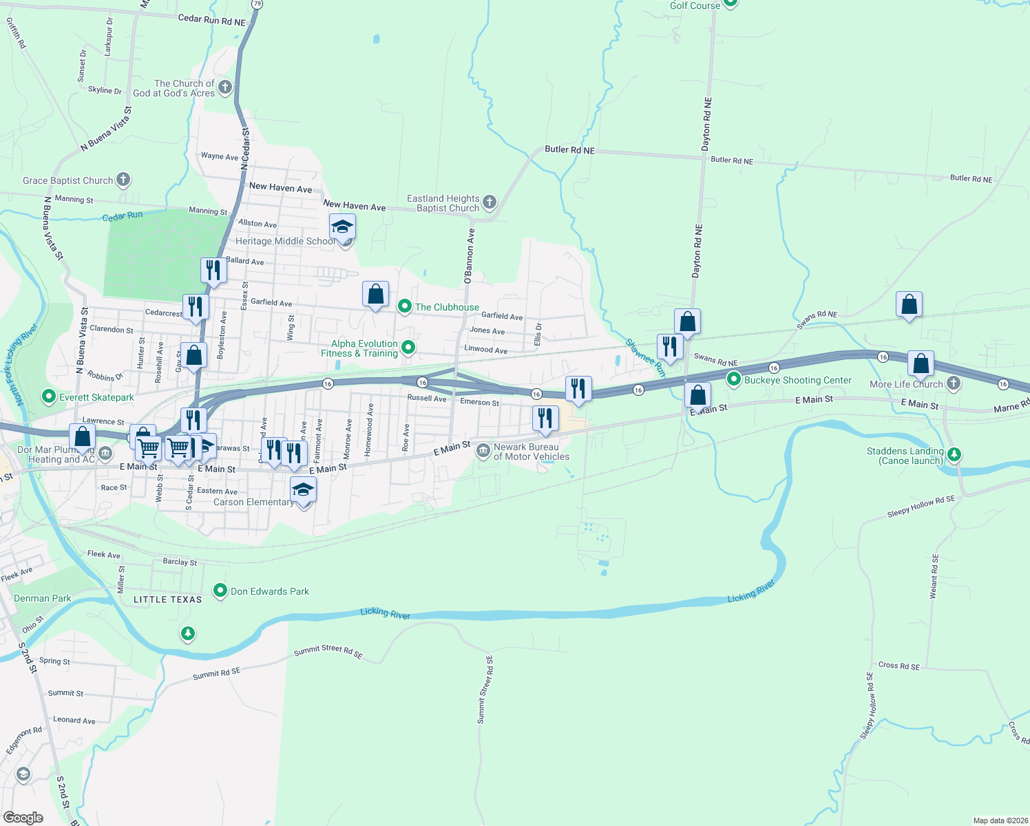map of restaurants, bars, coffee shops, grocery stores, and more near 35 Magnolia Ave in Newark