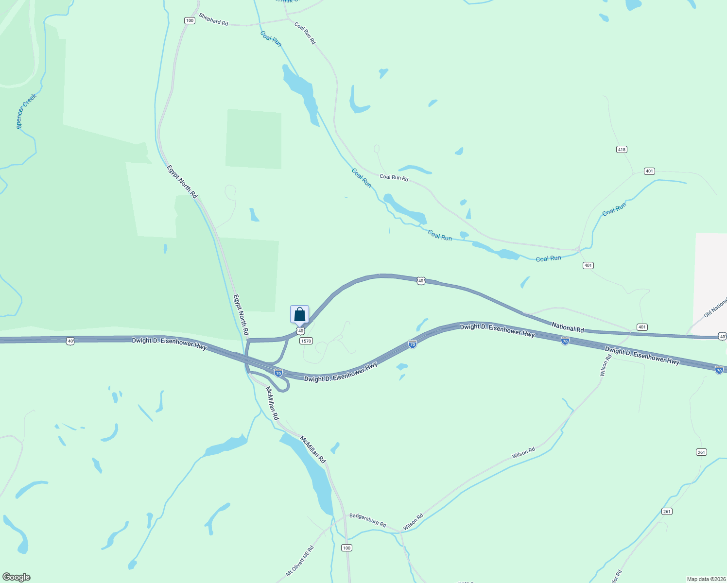 map of restaurants, bars, coffee shops, grocery stores, and more near 38510 National Road in Bethesda
