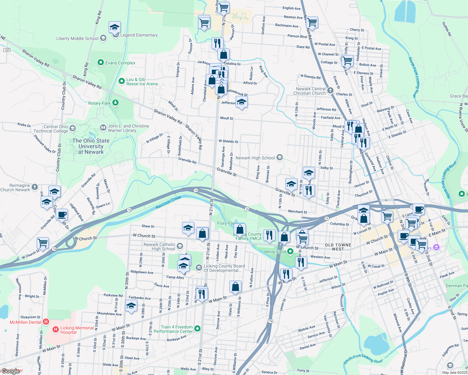 map of restaurants, bars, coffee shops, grocery stores, and more near 519 Jutlew Rd in Newark