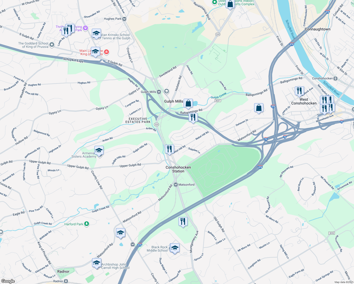 map of restaurants, bars, coffee shops, grocery stores, and more near 113 Timothy Circle in Wayne