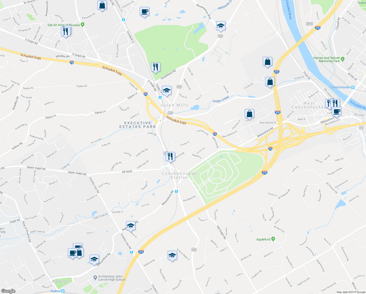 map of restaurants, bars, coffee shops, grocery stores, and more near 133 Timothy Circle in Wayne