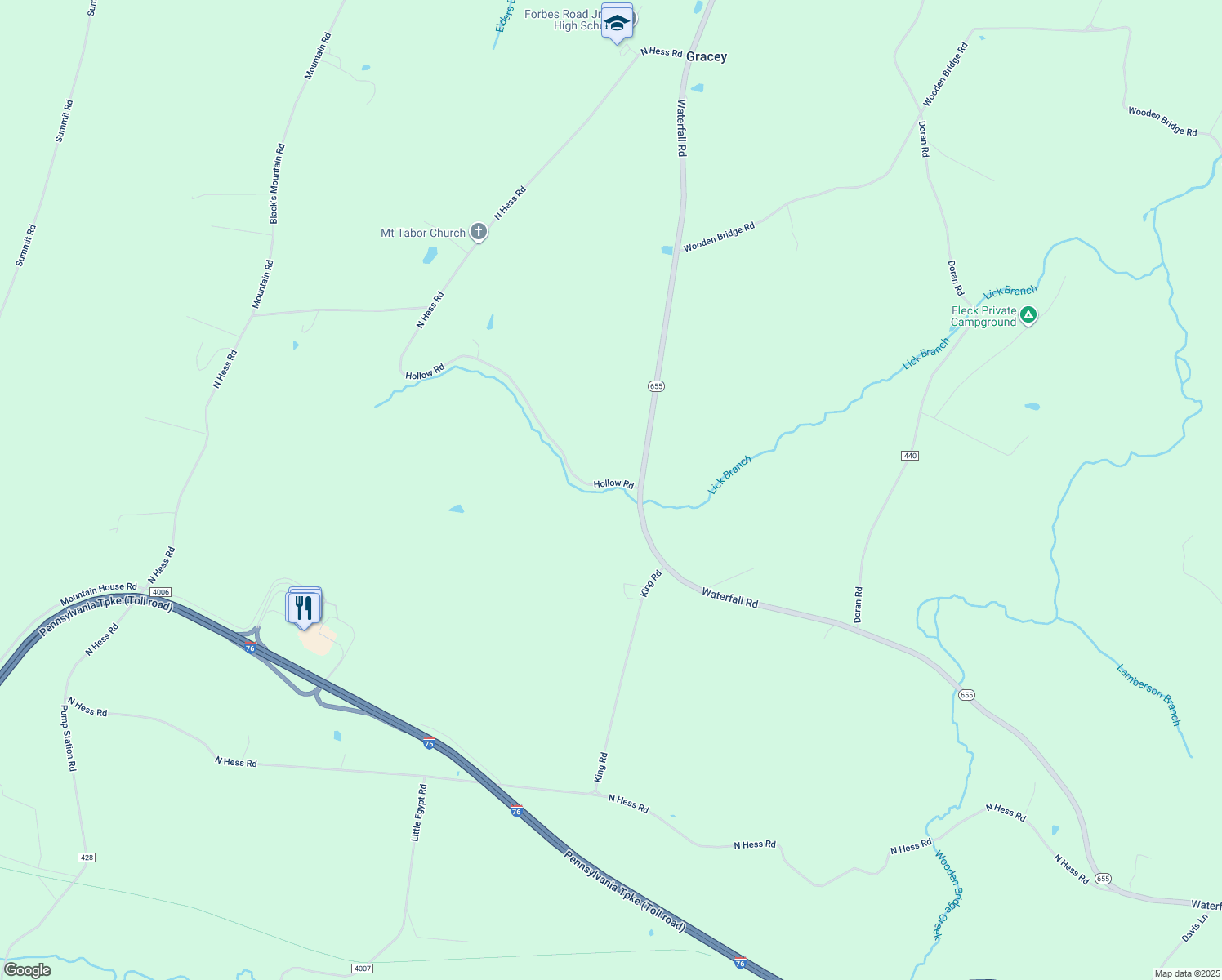 map of restaurants, bars, coffee shops, grocery stores, and more near 158 Hollow Road in Waterfall