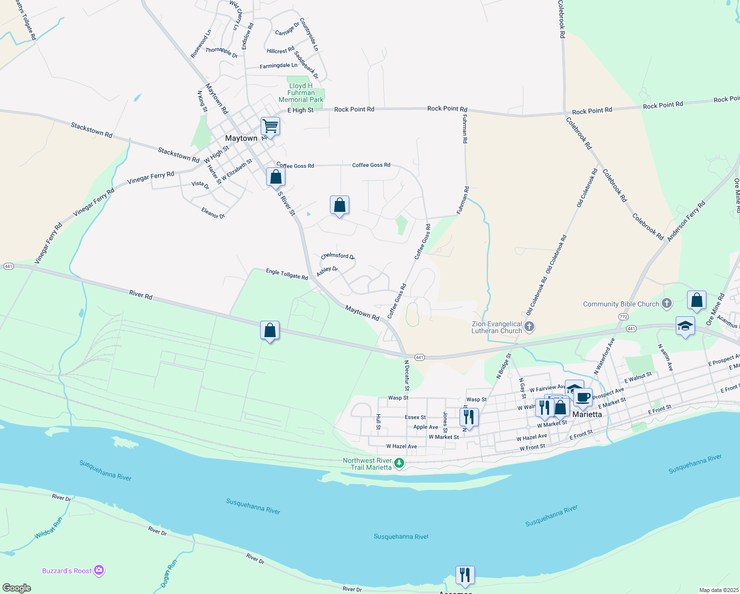 map of restaurants, bars, coffee shops, grocery stores, and more near 90 Ashley Drive in Marietta