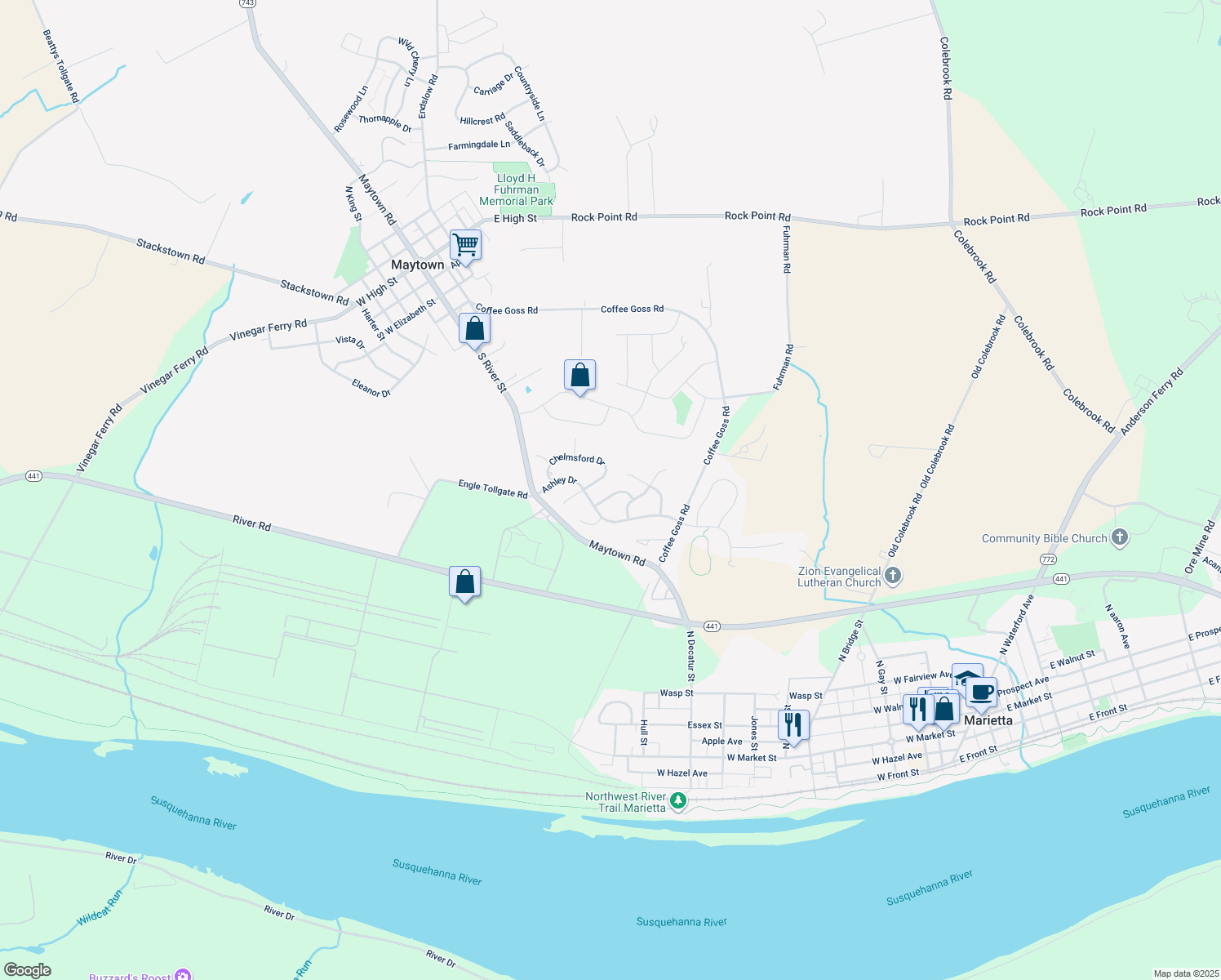 map of restaurants, bars, coffee shops, grocery stores, and more near 412 Tanger Street in Marietta