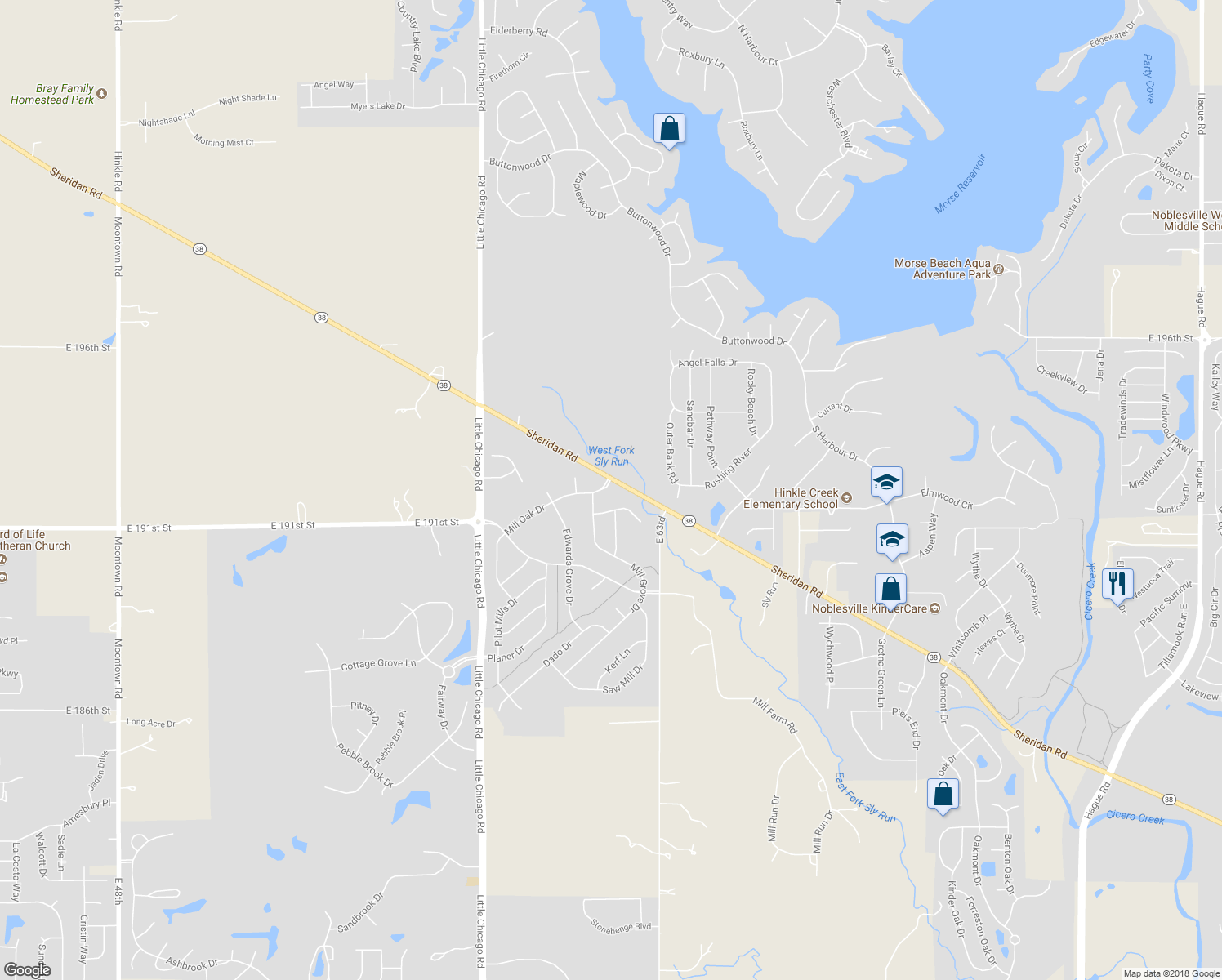 map of restaurants, bars, coffee shops, grocery stores, and more near 6165 Mill Oak Drive in Noblesville