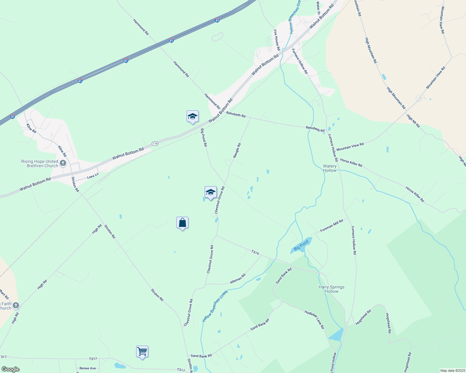 map of restaurants, bars, coffee shops, grocery stores, and more near 106 Big Pond Rd in Shippensburg