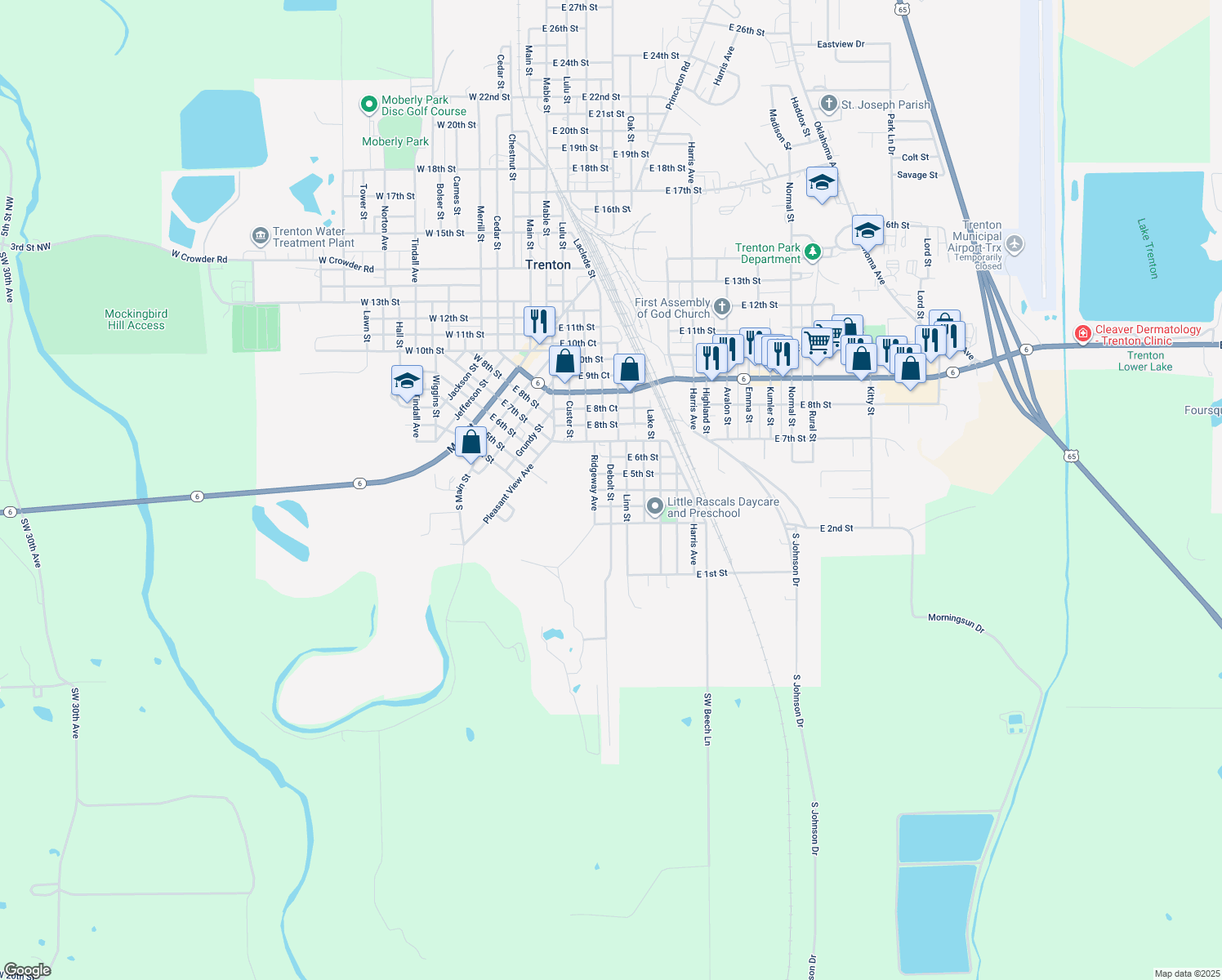 map of restaurants, bars, coffee shops, grocery stores, and more near 399 Debolt St in Trenton