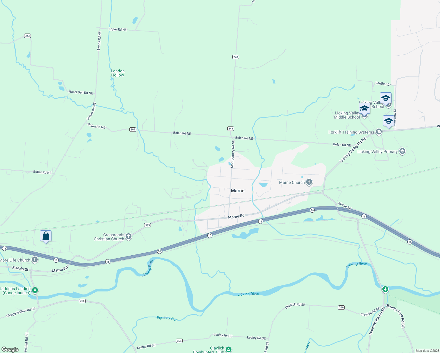 map of restaurants, bars, coffee shops, grocery stores, and more near 101 Oakland Boulevard Northeast in Newark