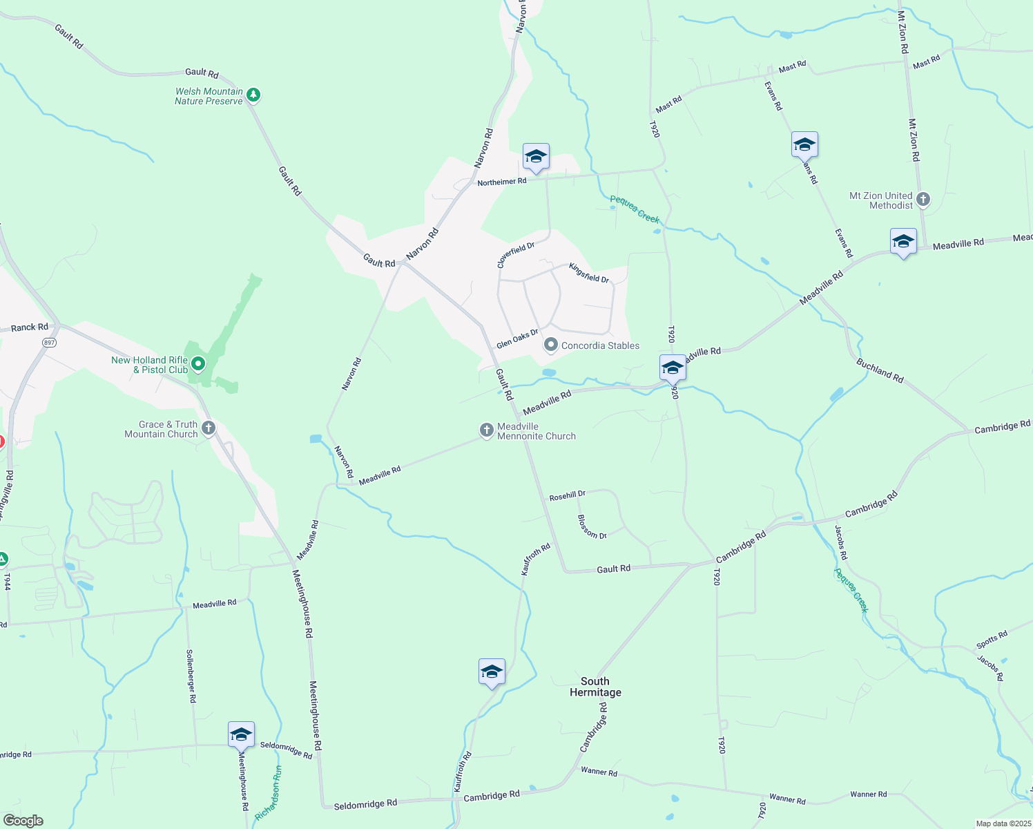 map of restaurants, bars, coffee shops, grocery stores, and more near 589 Gault Road in Gap