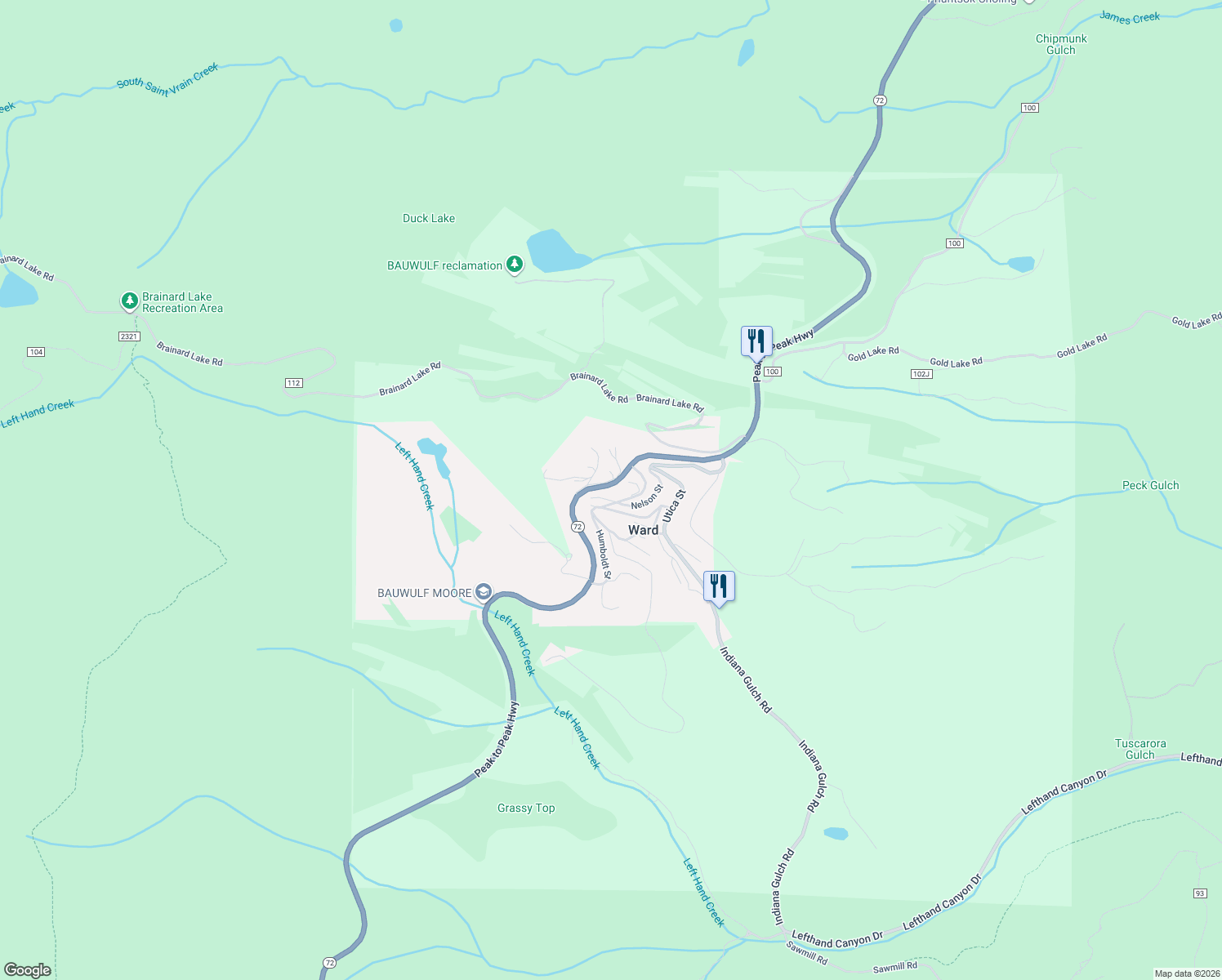 map of restaurants, bars, coffee shops, grocery stores, and more near 14 Nelson Street in Ward
