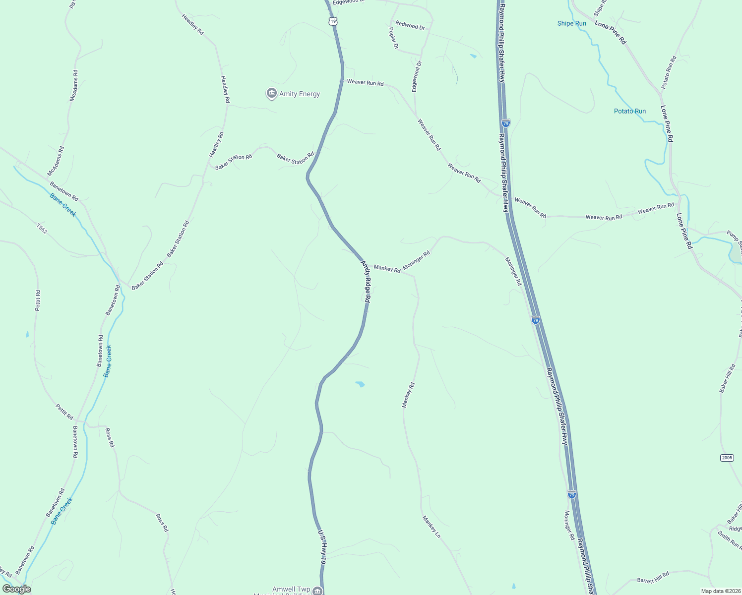 map of restaurants, bars, coffee shops, grocery stores, and more near 1178 Amity Ridge Road in Amity