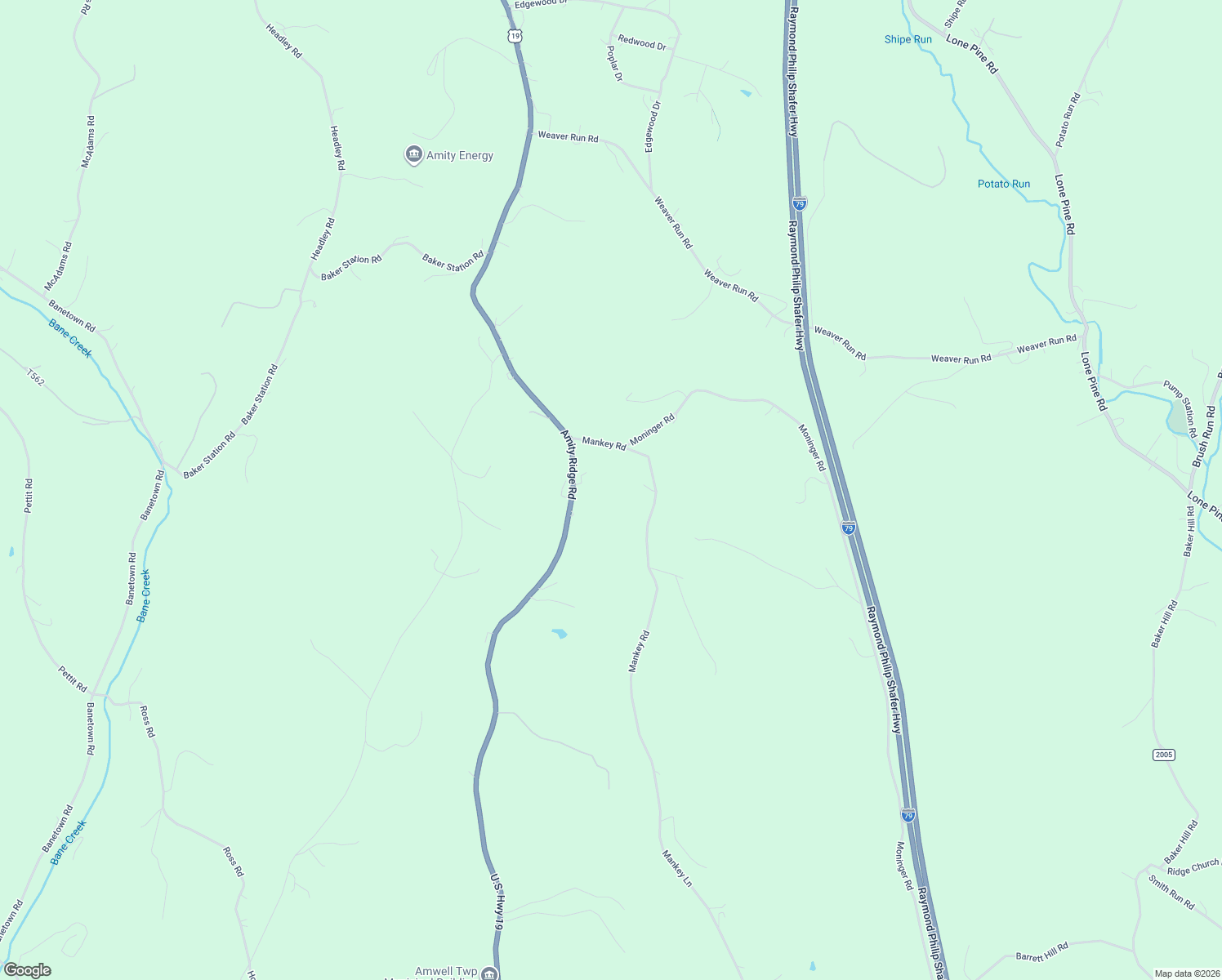 map of restaurants, bars, coffee shops, grocery stores, and more near 1178 Amity Ridge Road in Amity