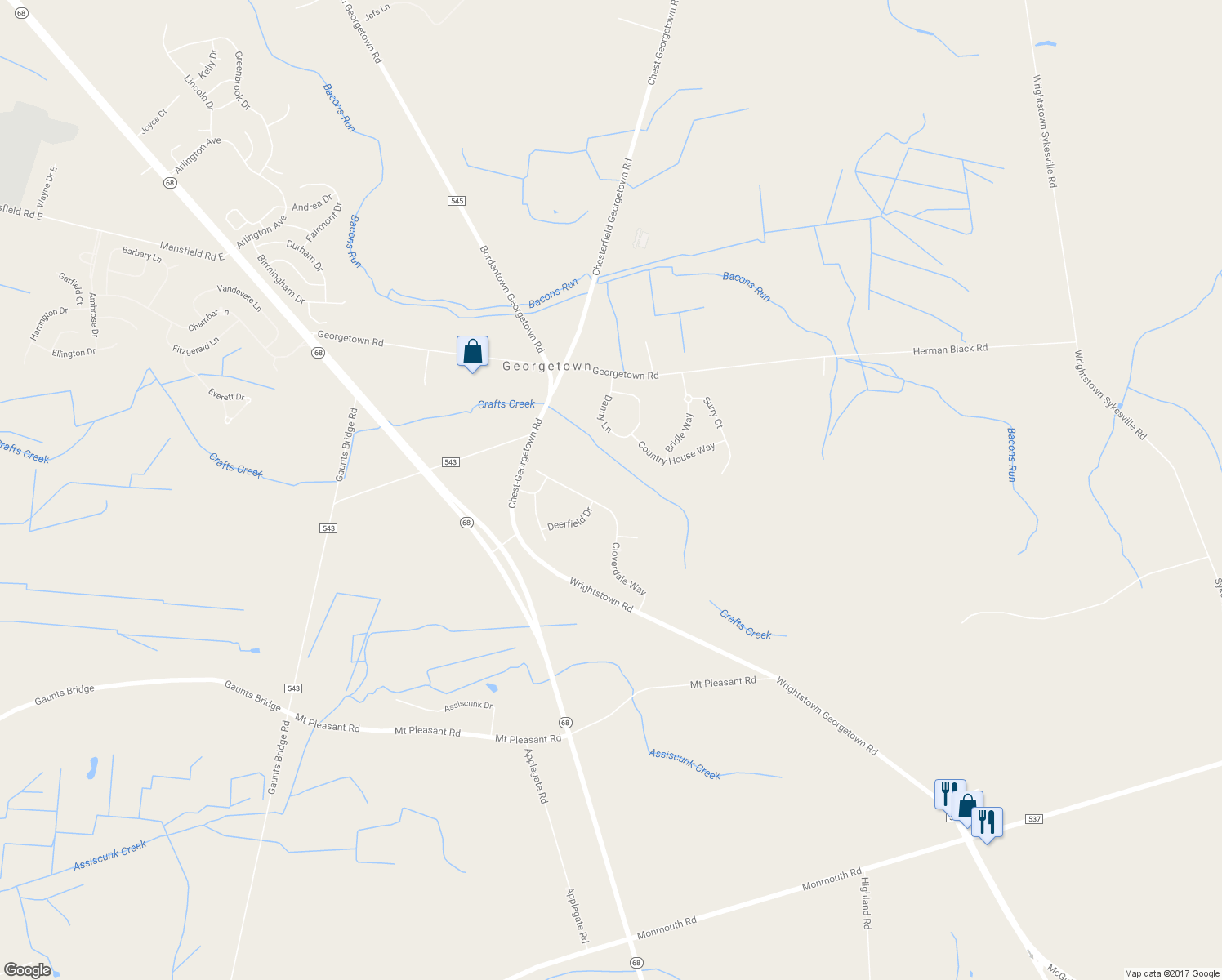 map of restaurants, bars, coffee shops, grocery stores, and more near 22 Cloverdale Way in Columbus