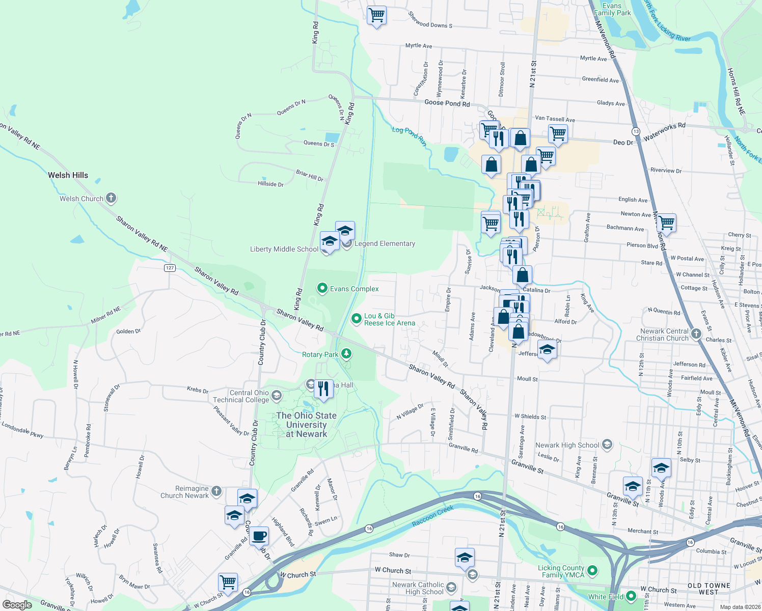 map of restaurants, bars, coffee shops, grocery stores, and more near 918 Glyn Morgan Court in Newark