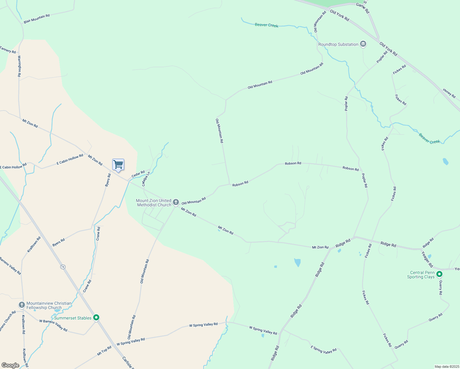 map of restaurants, bars, coffee shops, grocery stores, and more near 7 Robson Road in Dillsburg