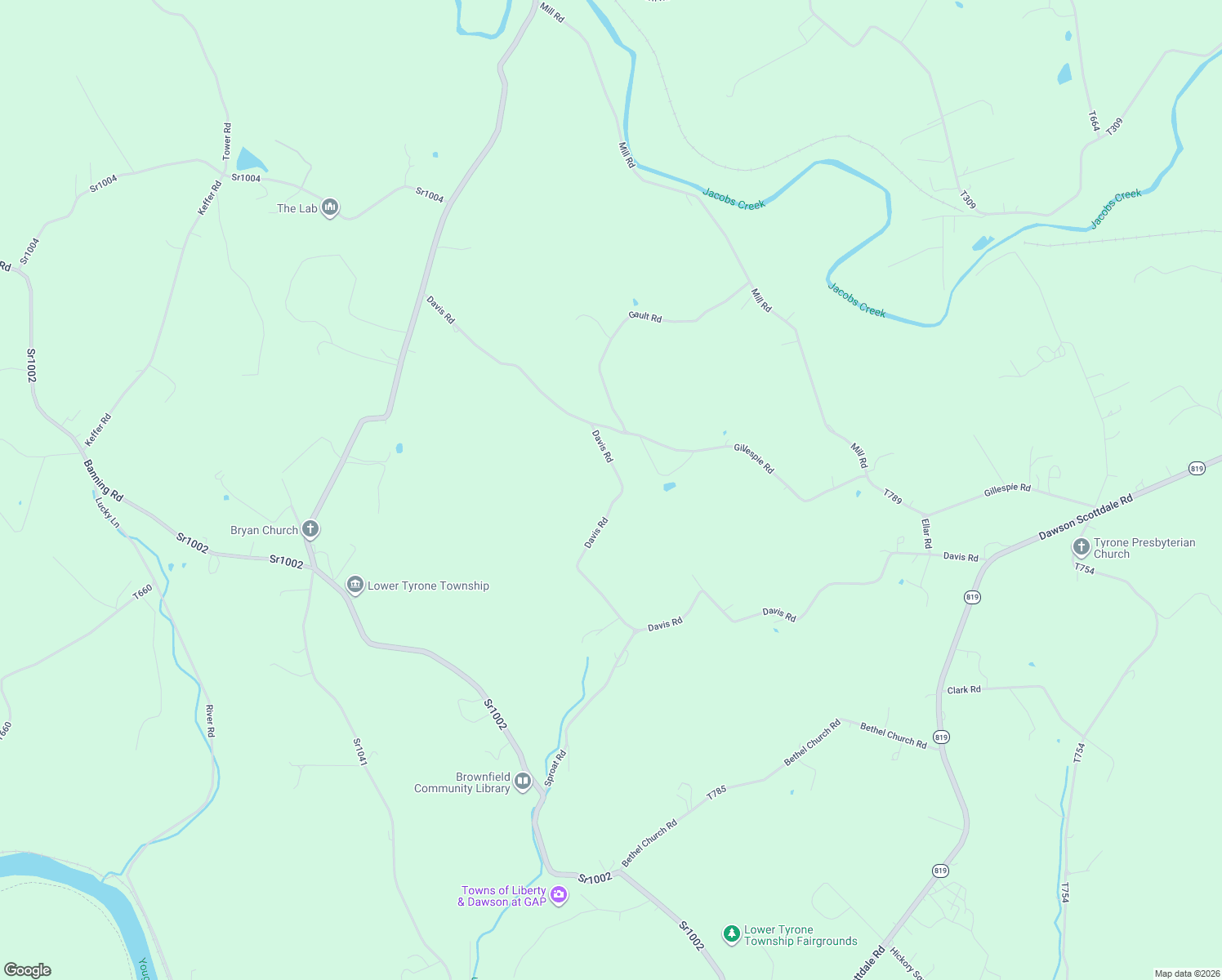 map of restaurants, bars, coffee shops, grocery stores, and more near 263 Davis Road in Dawson