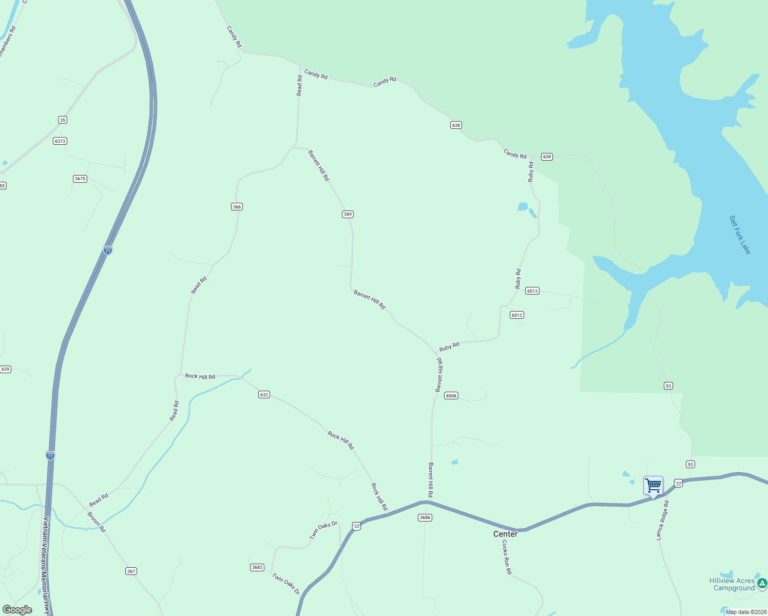 map of restaurants, bars, coffee shops, grocery stores, and more near Township Highway 369 in Guernsey County