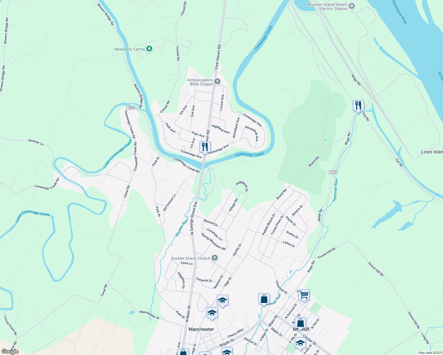 map of restaurants, bars, coffee shops, grocery stores, and more near 110 Blaine Drive in Manchester