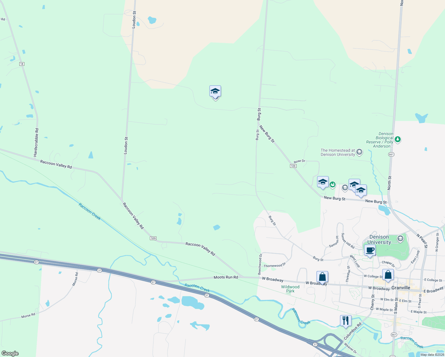map of restaurants, bars, coffee shops, grocery stores, and more near 258 Carmarthen Way in Granville