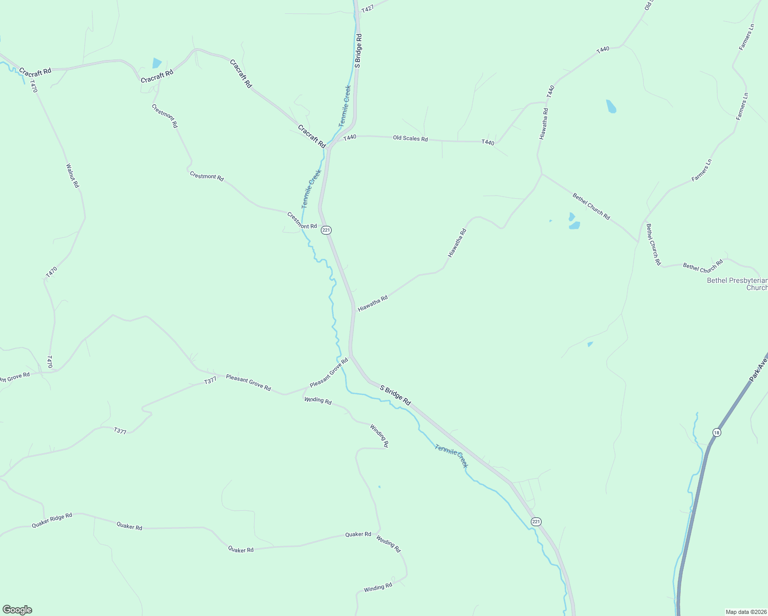 map of restaurants, bars, coffee shops, grocery stores, and more near 150 Hiawatha Road in Prosperity