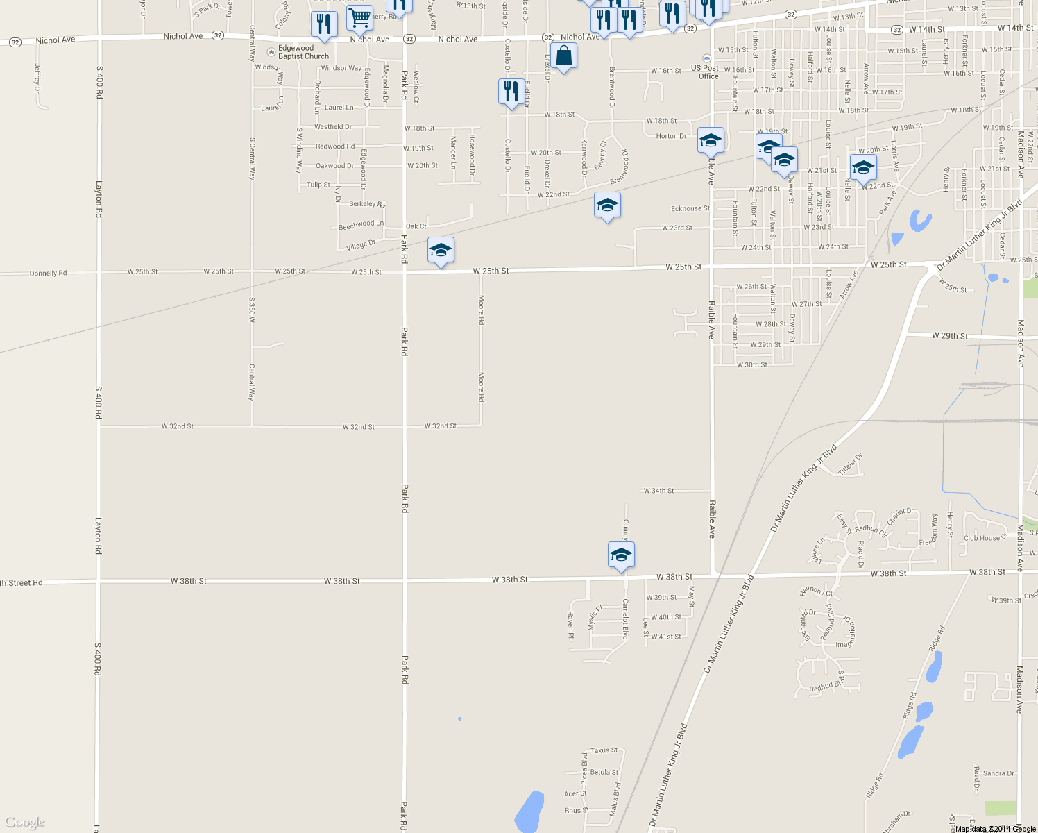 map of restaurants, bars, coffee shops, grocery stores, and more near 3116 Moore Rd in Anderson