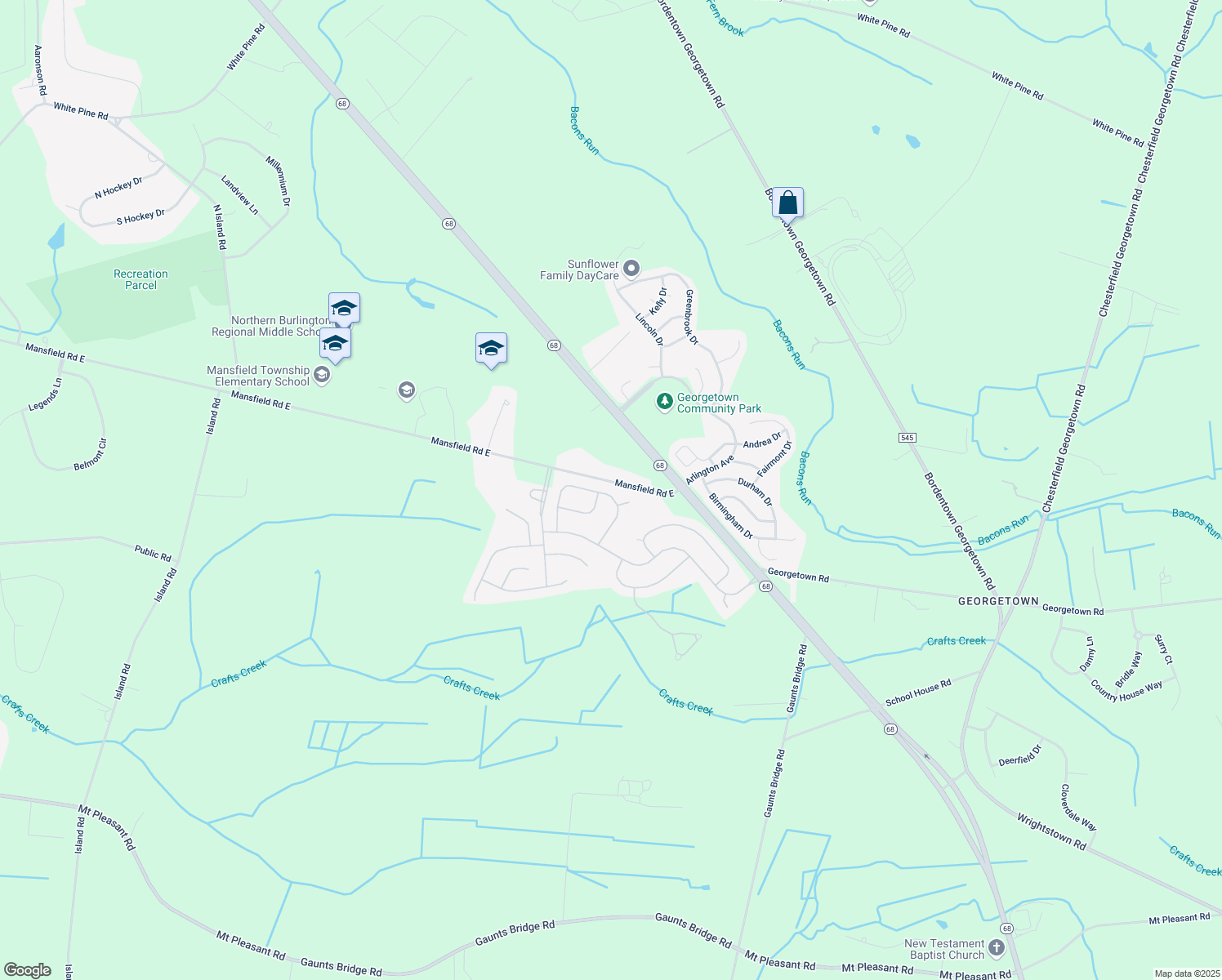 map of restaurants, bars, coffee shops, grocery stores, and more near 43 Barbary Lane in Mansfield