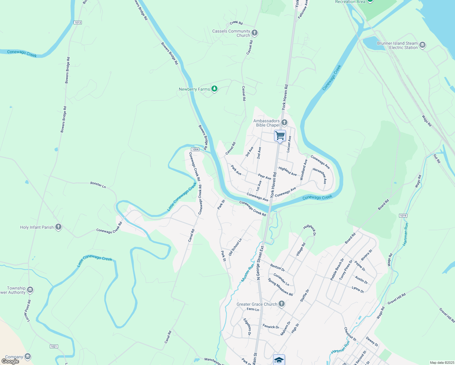 map of restaurants, bars, coffee shops, grocery stores, and more near 1530 Conewago Avenue in Manchester