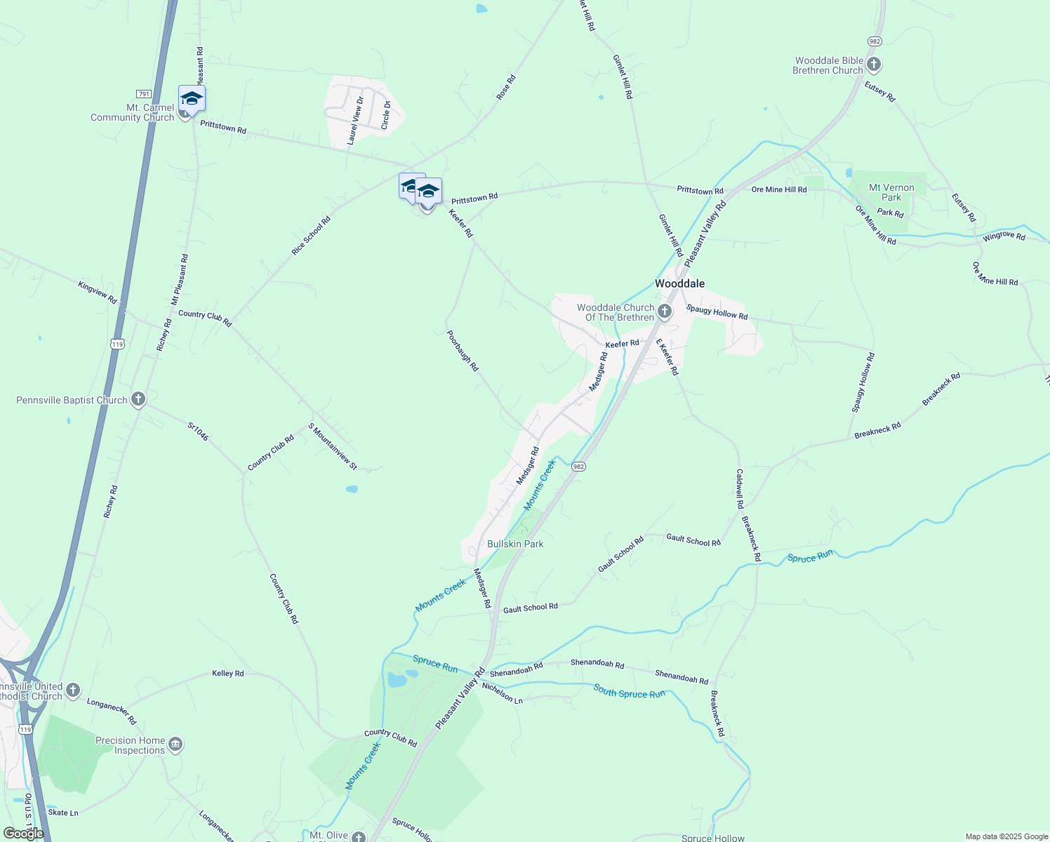 map of restaurants, bars, coffee shops, grocery stores, and more near 107 Jp Lane in Connellsville