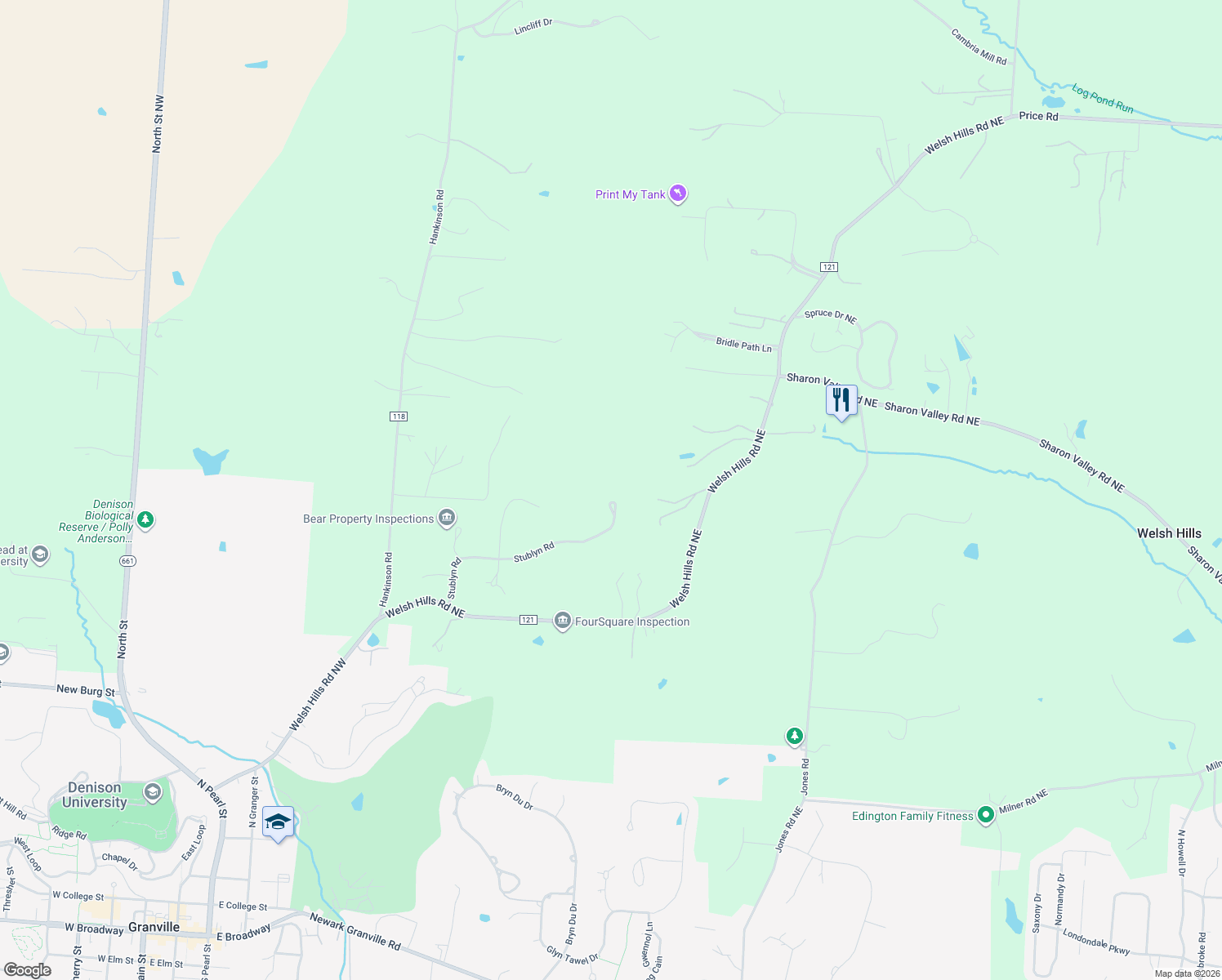 map of restaurants, bars, coffee shops, grocery stores, and more near 659 Stublyn Road in Granville
