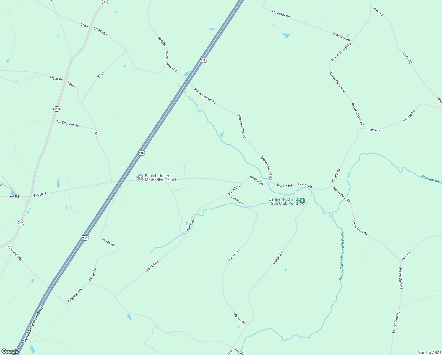 map of restaurants, bars, coffee shops, grocery stores, and more near 684 Bicycle Road in Friedens