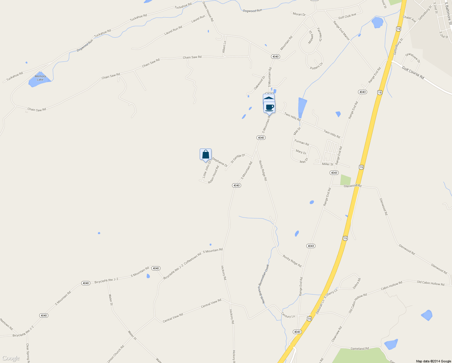 map of restaurants, bars, coffee shops, grocery stores, and more near 936 South Mountain Road in Dillsburg