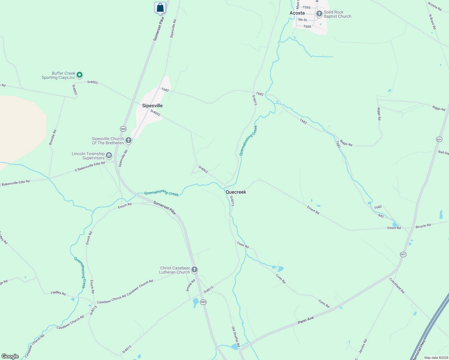 map of restaurants, bars, coffee shops, grocery stores, and more near 1335 Sr4002 in Quecreek