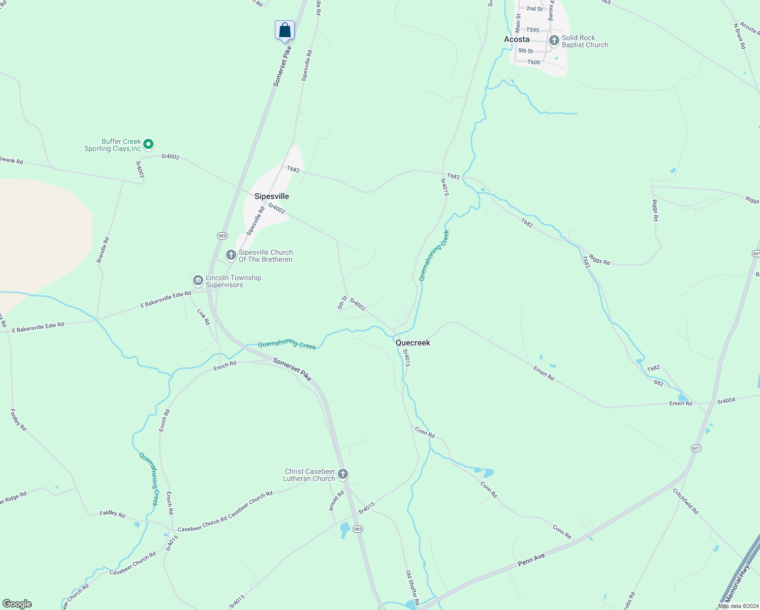 map of restaurants, bars, coffee shops, grocery stores, and more near 129 6th Street in Quecreek