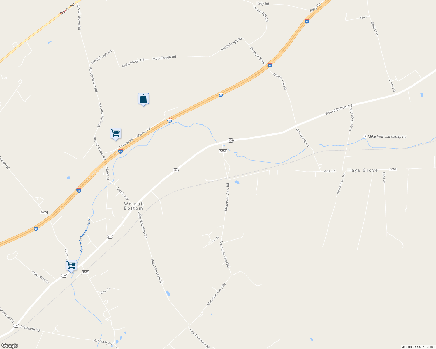 map of restaurants, bars, coffee shops, grocery stores, and more near 16 Pine Road in Walnut Bottom