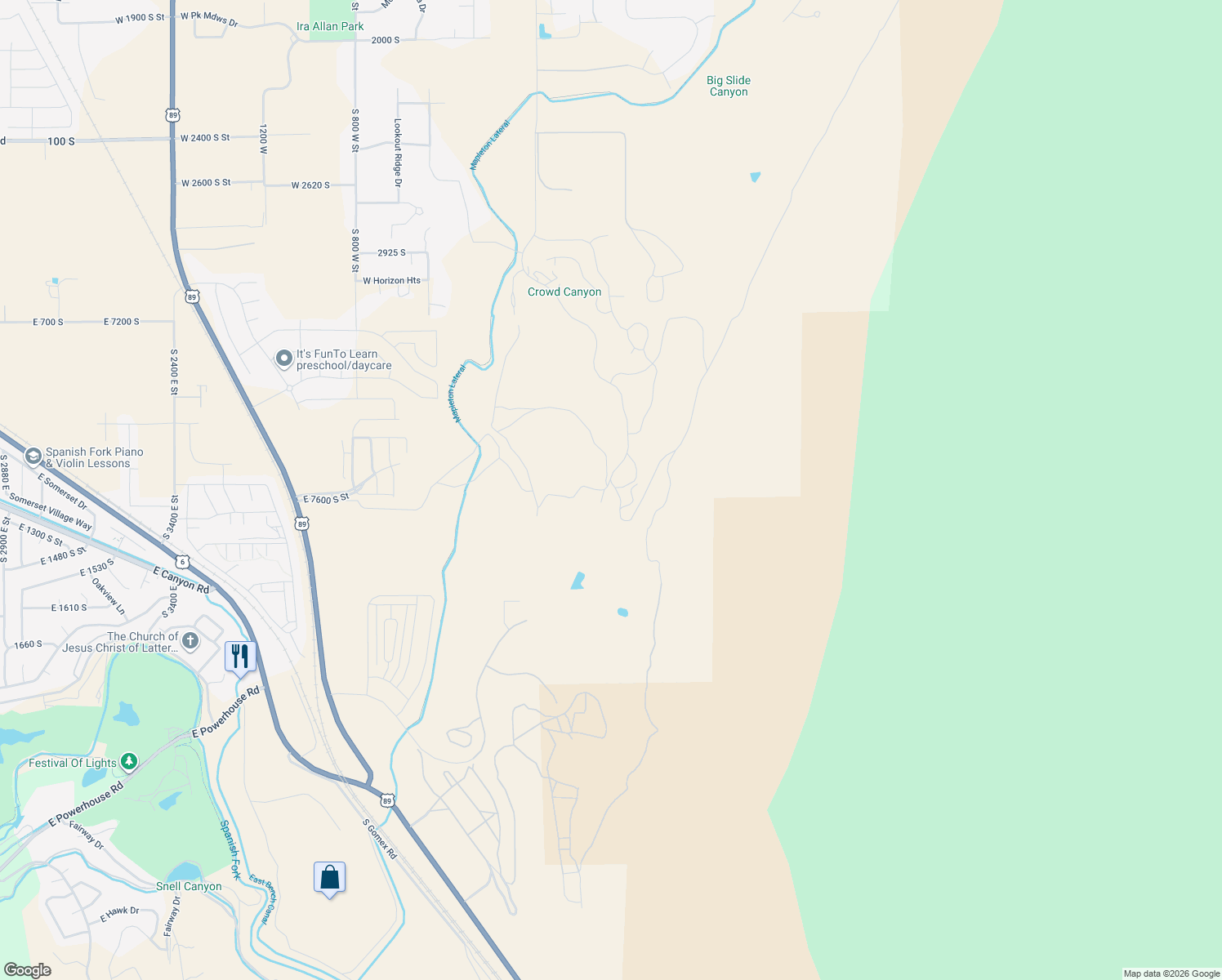 map of restaurants, bars, coffee shops, grocery stores, and more near 4026 South Maple Ridge Road in Mapleton