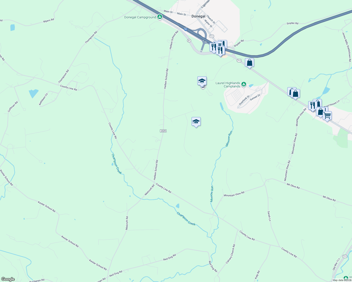 map of restaurants, bars, coffee shops, grocery stores, and more near 194 Hellein School Road in Acme