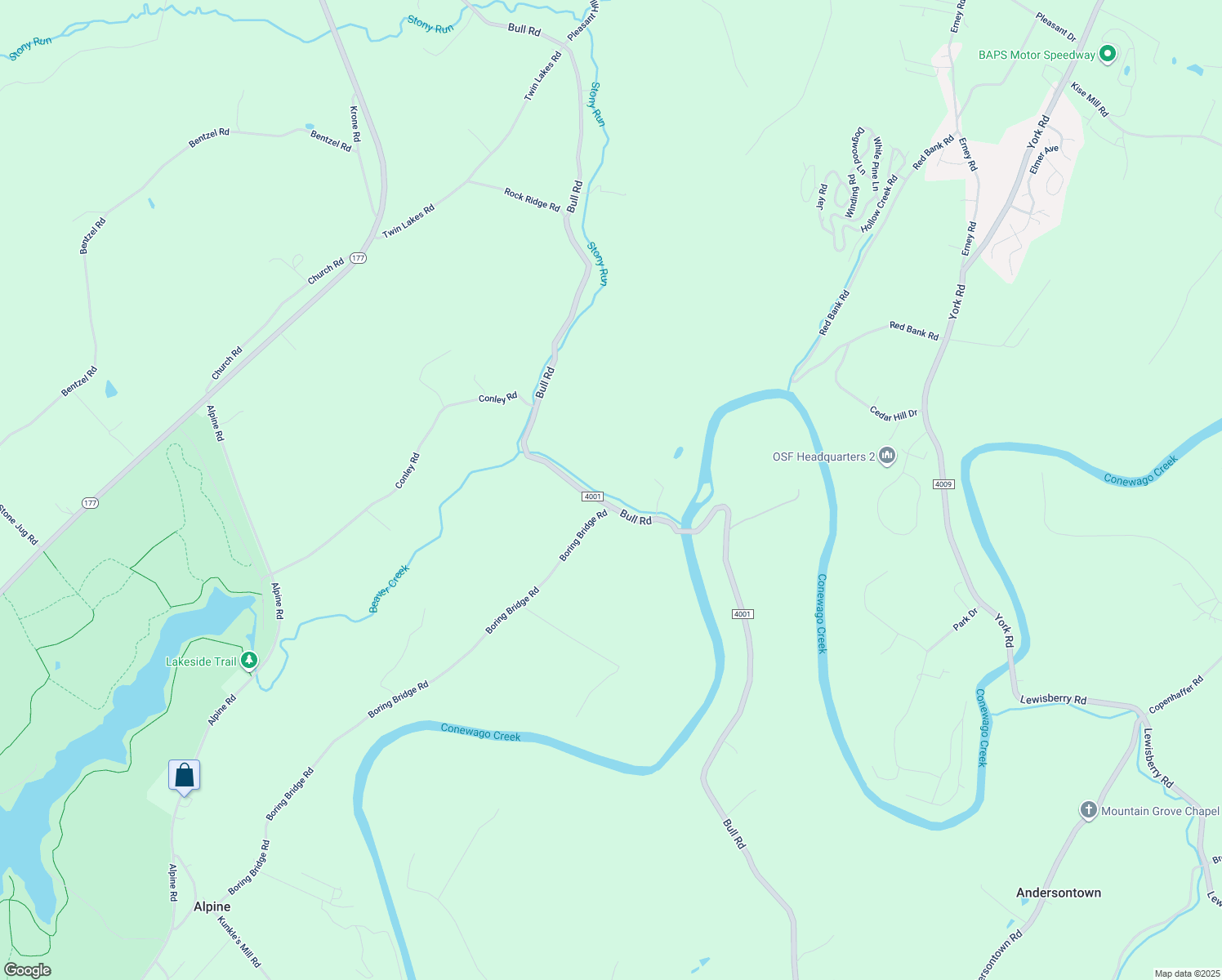 map of restaurants, bars, coffee shops, grocery stores, and more near 7191 Bull Road in Lewisberry