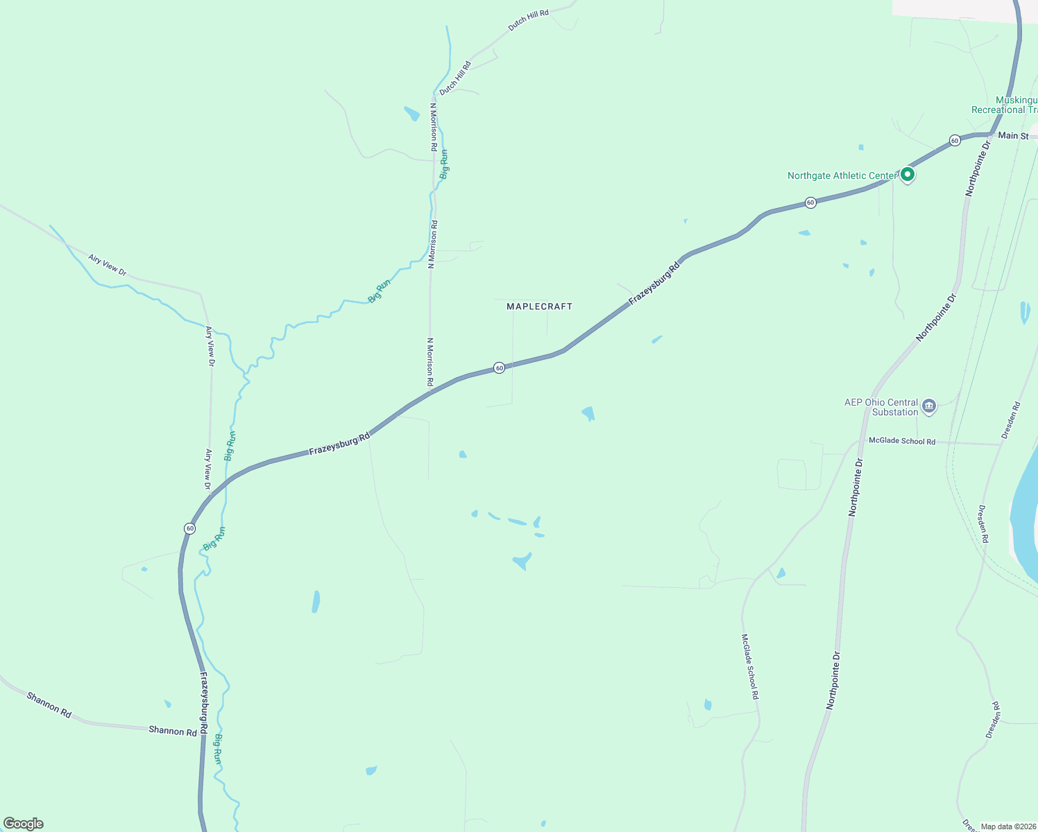 map of restaurants, bars, coffee shops, grocery stores, and more near 3440 Miles Run Road in Dresden