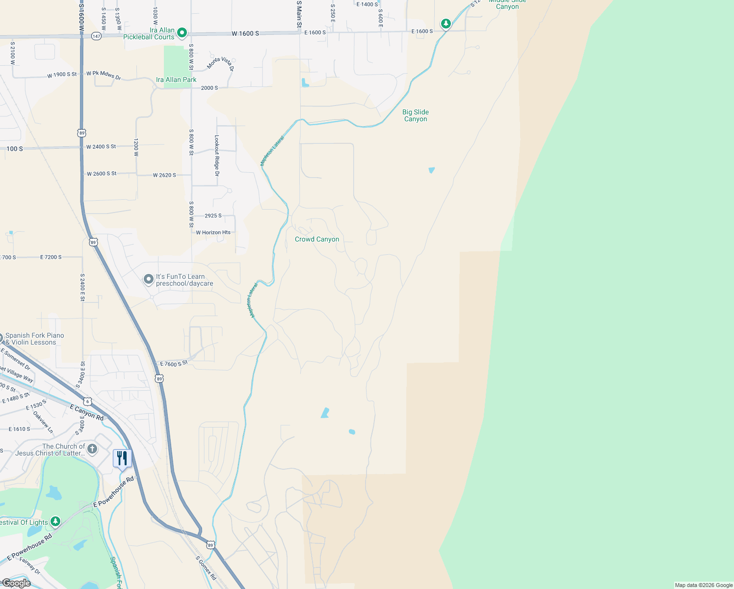 map of restaurants, bars, coffee shops, grocery stores, and more near Unnamed Road in Mapleton