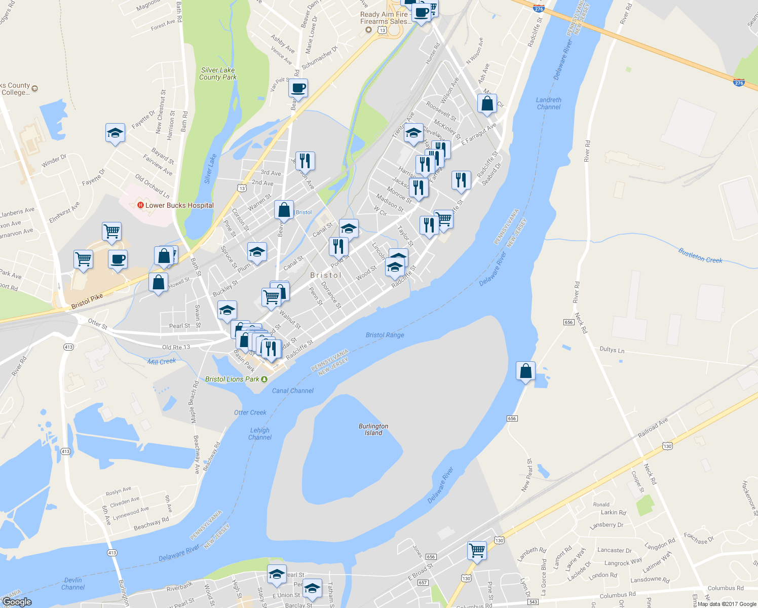 map of restaurants, bars, coffee shops, grocery stores, and more near 916 Radcliffe Street in Bristol