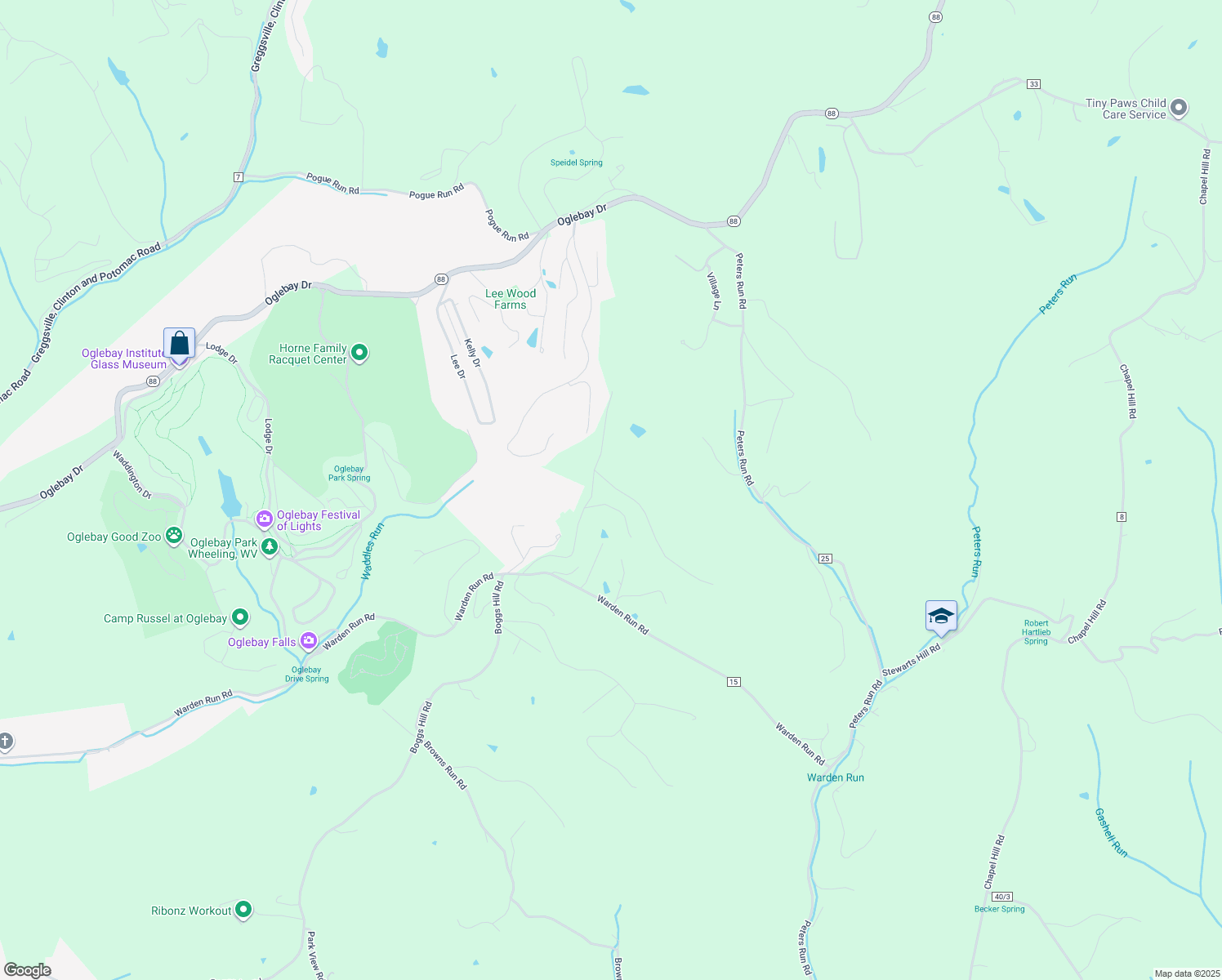 map of restaurants, bars, coffee shops, grocery stores, and more near 64-88 Bello Vedere in Wheeling