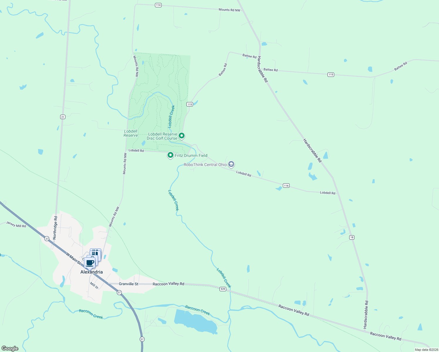 map of restaurants, bars, coffee shops, grocery stores, and more near 5245 Lobdell Rd in Alexandria