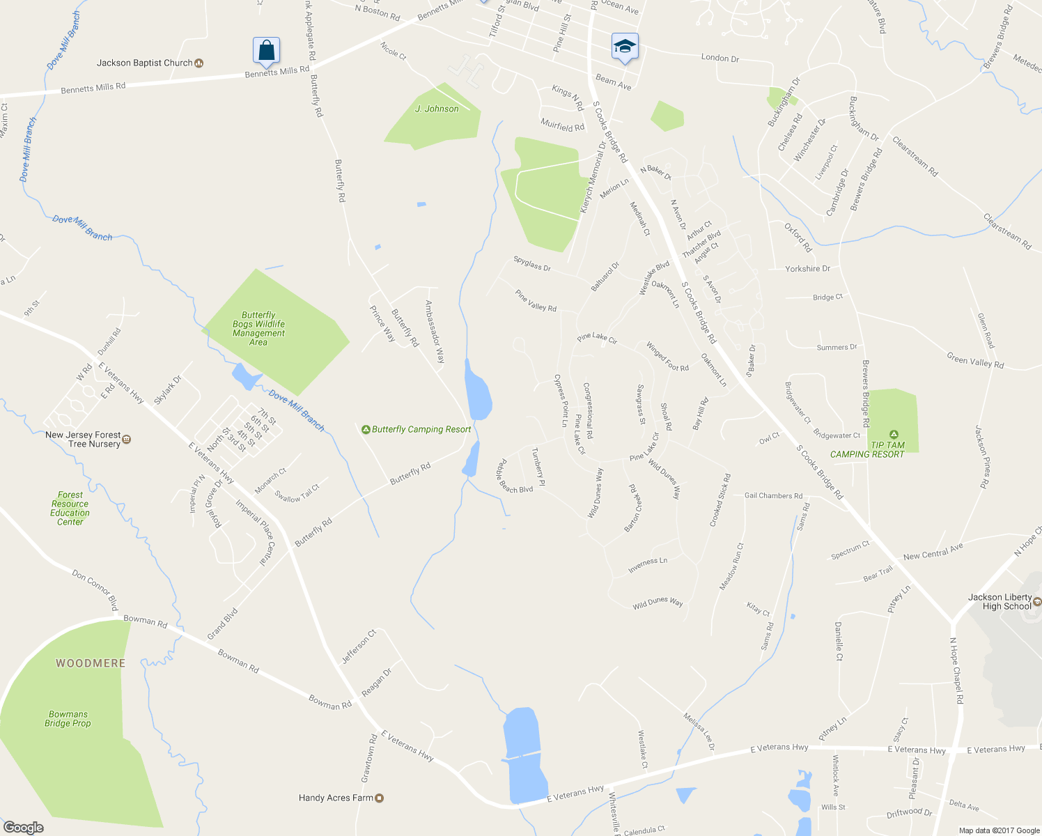 map of restaurants, bars, coffee shops, grocery stores, and more near 10 Sunningdale Court in Jackson